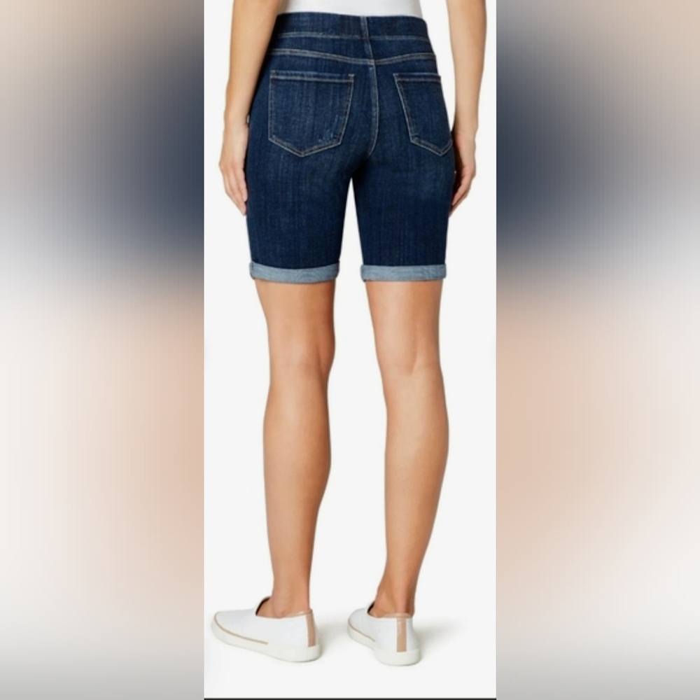 Liverpool Los Angeles The Bermuda Pull-On Denim Shorts Dark Wash Size 10/30 - Picture 2 of 9